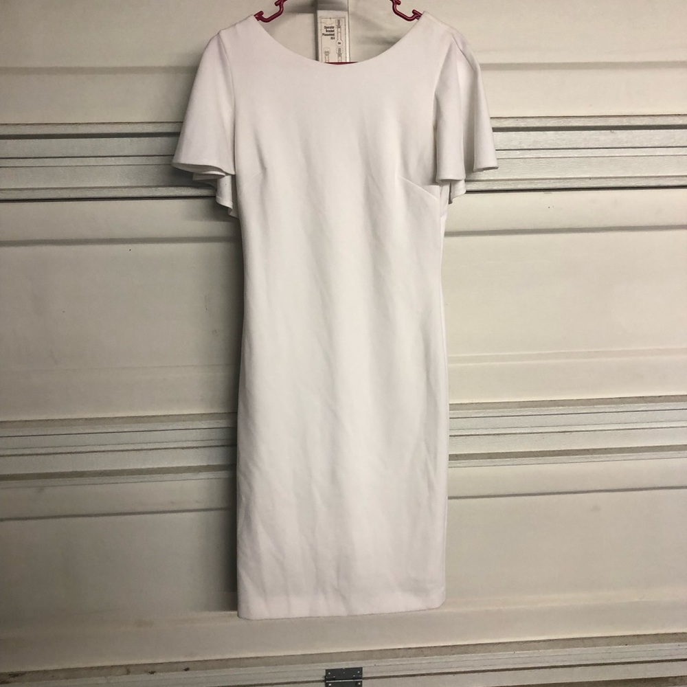 White Calvin Klein Cape Back Dress